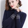 WTEMPO Suéter de punto para mujer Suéter de cuello medio Suéter de mamá suelto Suéter de manga larga de punto