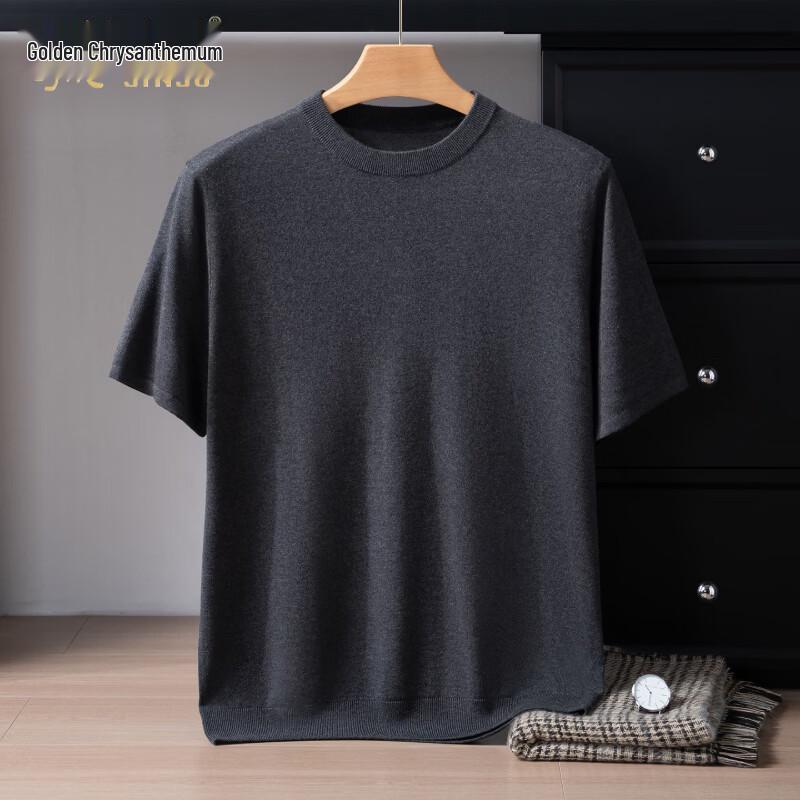 Jinjuan Men's Silk Cashmere Short Sleeve T-Shirt