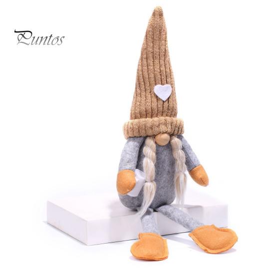 Long Legged Gnome Figurines Christmas Plush Decoration with Legs, Faceless Handmade Fabric Neutral Gifts for Friends Doll Figurines, Sitting Elf Home