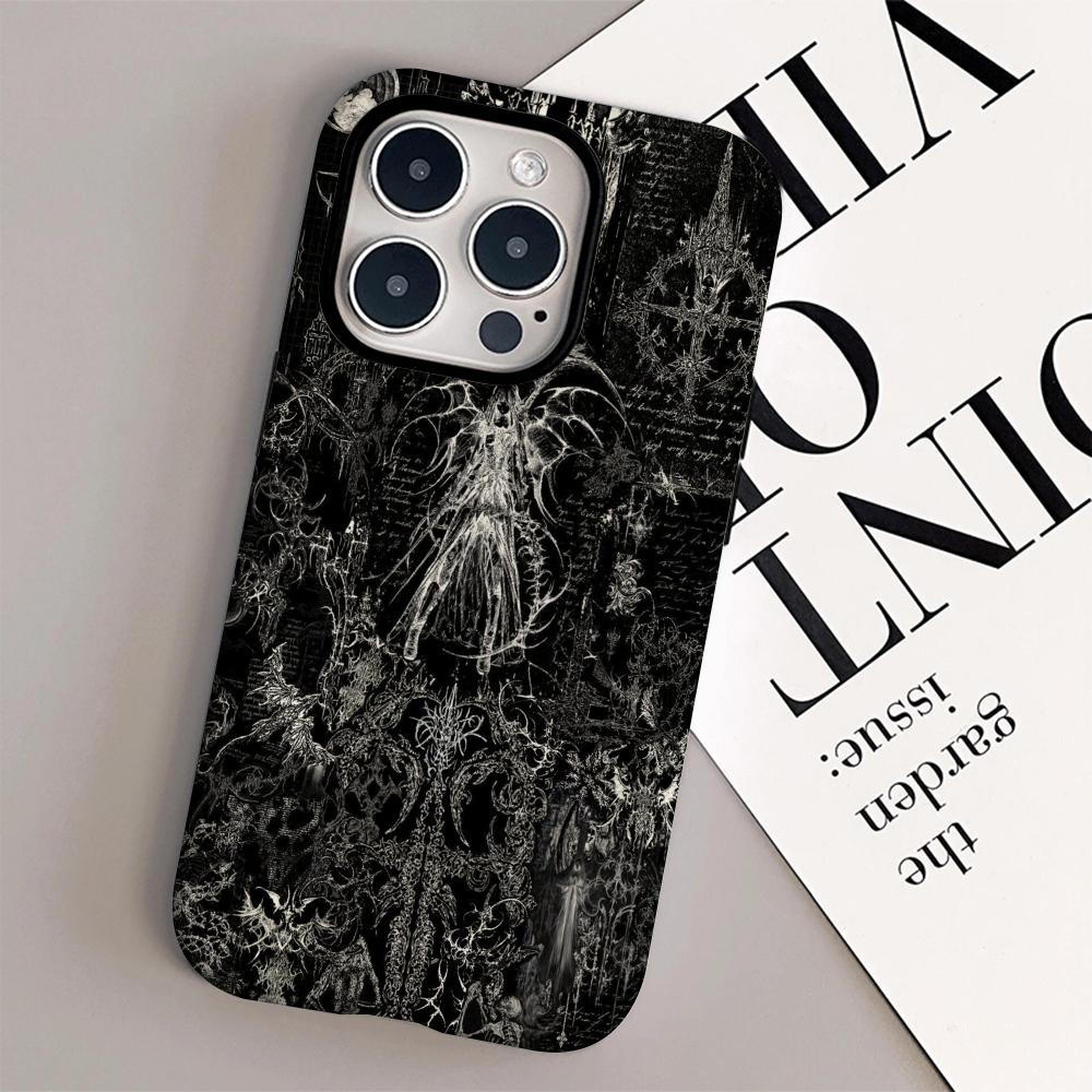 Funda de Teléfono con Diseño Gótico de Arte Oscuro Carcasa de Película Para iPhone 16e 16 15 14 13 12 11 Pro Max Plus XS