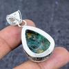 Naturlig Kobber Malakitt Edelsten 925 Sterling Sølv Smykke Anheng 1,97" ET-4783