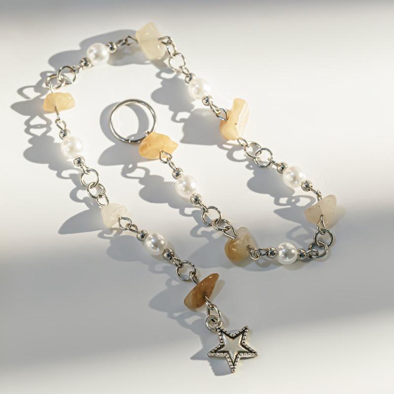 Punk coloré pierres naturelles tresse chaînes anneaux de cheveux pour filles lune étoiles pendentif Imitation perle perlée gland bandeau cheveux bijoux accessoires