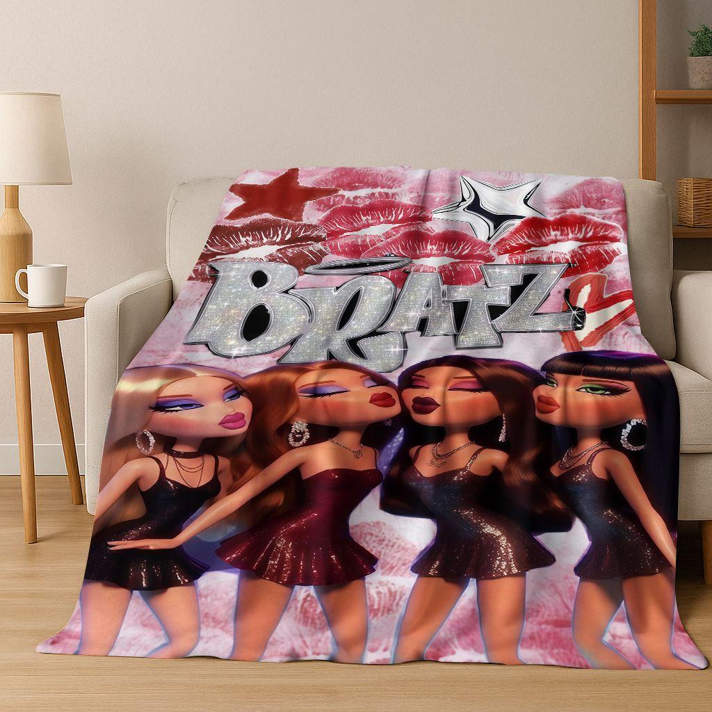 

Fashion Girls Bratz Doll Cartoon Art Flannel Blanket,Cozy Soft Throw Blanket for Home Bedroom Bed Sofa Picnic Cover Gift Kids 75x90cm