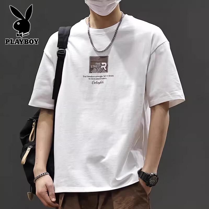 Playboy Men s Pure Cotton Loose Fit Short Sleeve T-Shirt XL