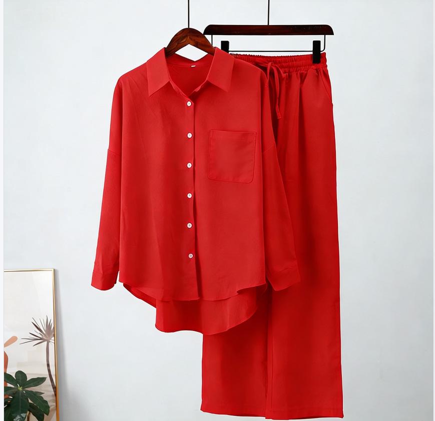 Women s Fashionable Long-Sleeve Casual Two-Piece Suit 3XL красный
