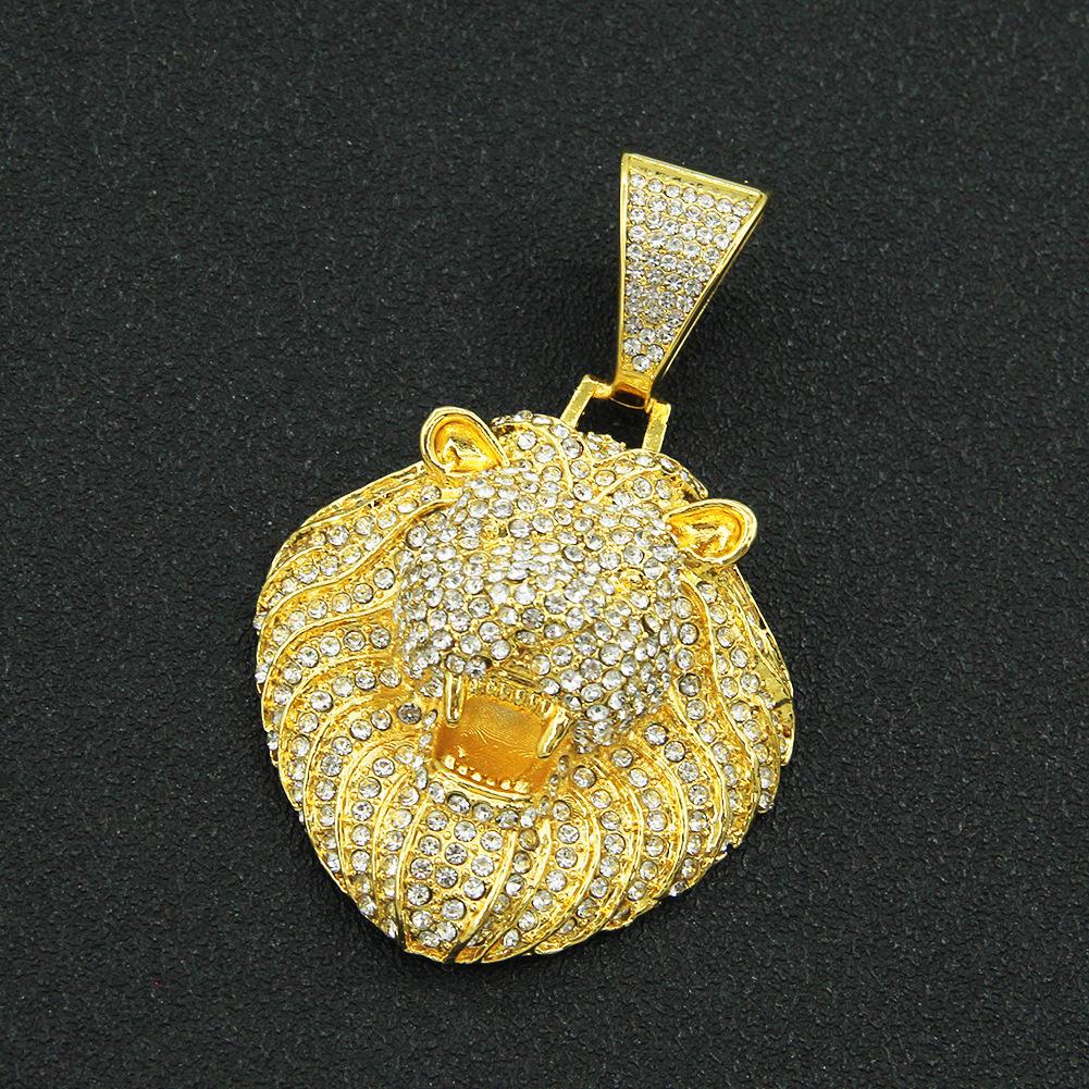 Men's Personalized 3D Diamond Lion Pendant Cuban Chain Necklace - Hip-Hop Style