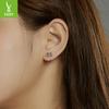 Cute Cat Stud Earrings Set, Playful Animal Electroplated 925 Sterling Silver Jewelry.
