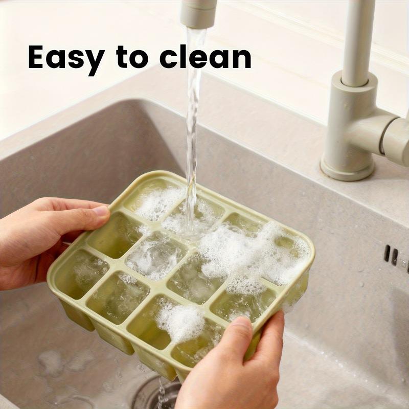 2PCS [1 Mold+1 Lid] 12 Grid Covered Ice Cube Mold, Flexible Mold, Suitable for Ice Cube Making, Ice Cream Making, Reusable