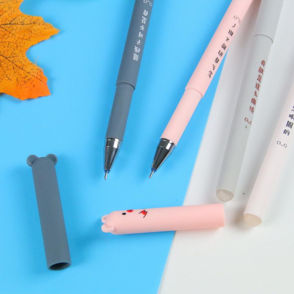 1/4 Pcs/Set Kawaii Erasable Gel Pen Pig Bear Cat Mouse 0.5mm Blue Ink School Office Stationery Gift Korean Stationery SB09