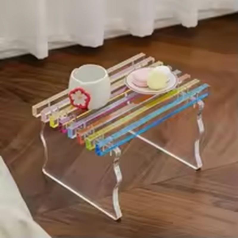 Good-Nordic Style Acrylic Rainbow Transparent Stool-Home Use Entryway Shoe Bench, For Bedroom And Balcony Furniture