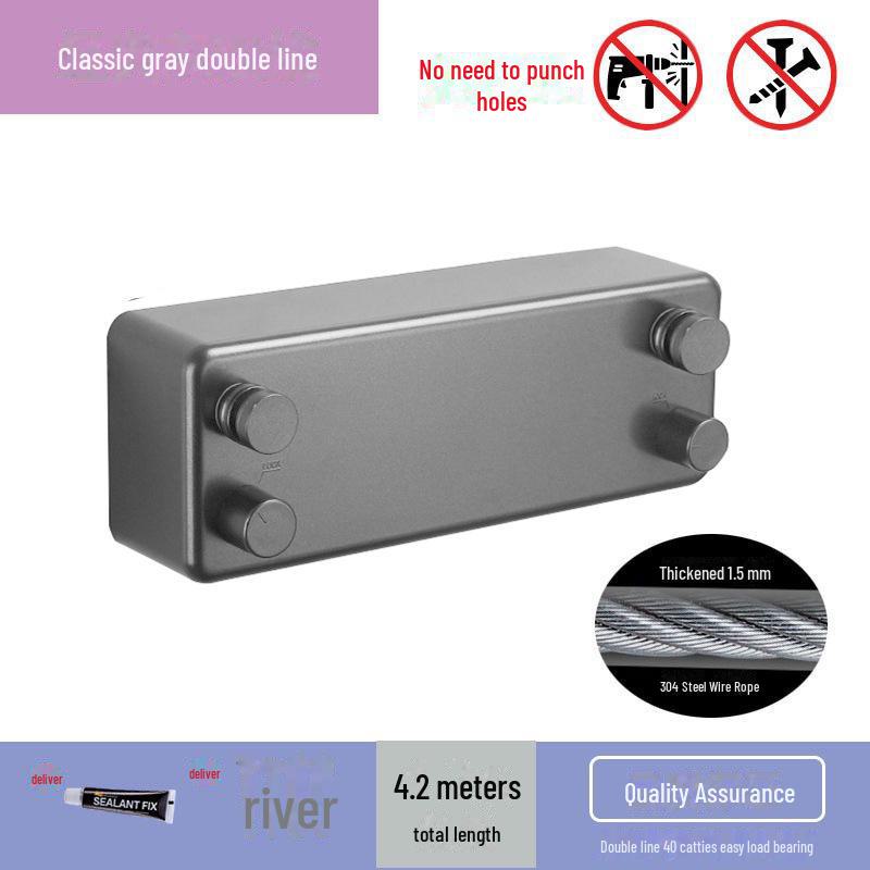 "Wall-Mounted Stainless Steel Double Clothes Drying Rope for Hotel Balcony or Bathroom"