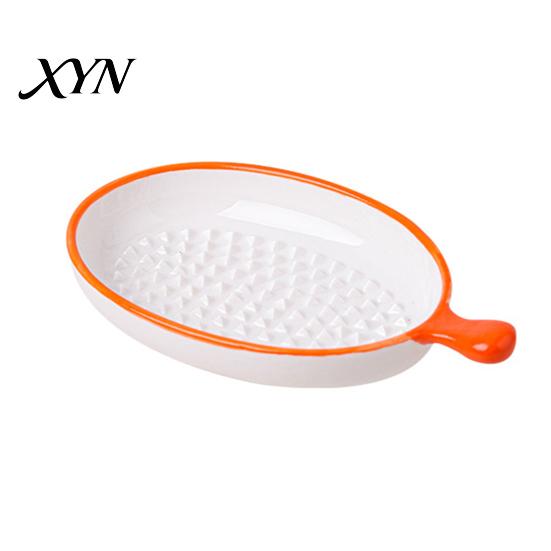 Ceramic Garlic Grater Plate for Food Prep, Multifunctional Ginger Grinder Bowl Mincer Dish, Non Slip Masher Cheese Nutmeg Grinding