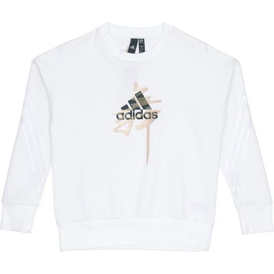 Logo Print Crew Neck Sweatshirt Women Tops White HD0358