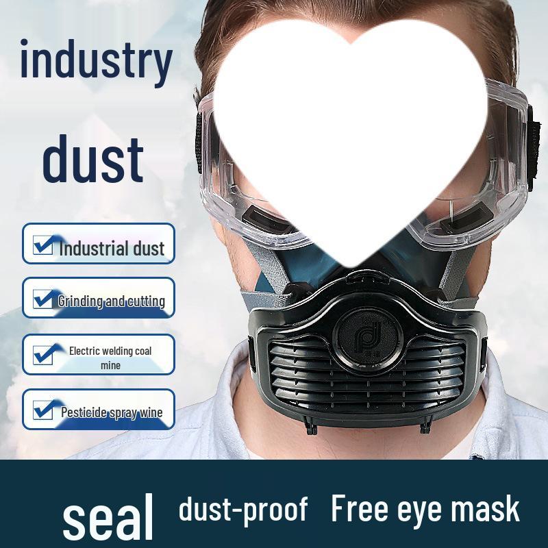 Full Face Dustproof Protective Mask for Industrial Use with Breathing Filter and Cotton Decoration