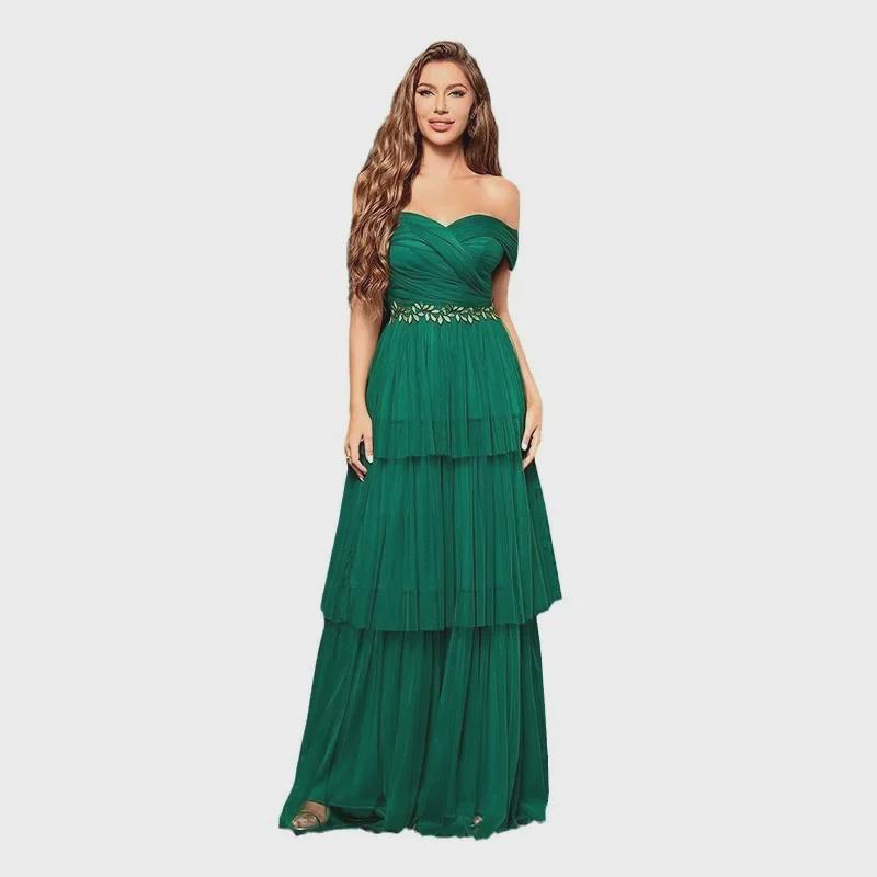 Elegant Mesh Tube Top Evening Dress - New French Style Celebrity Design