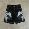 Shorts Jeans Bermuda Lavado Solto com Estampa Street Vintage Americano Verão