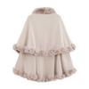 Women Cape Shawl with Fur Collar Soft Warm Wrap Double Layer Knit Cardigan Acrylic Warm Poncho for Fall Winter