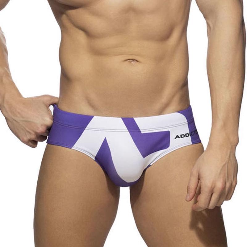 Stylish Men's Nylon Swim Briefs with Sexy Lace-up Print Design