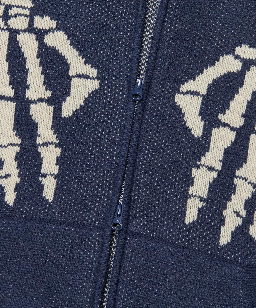 Nomanual Nm Skull Hand Cowichan Hooded Zip-Up - Navy