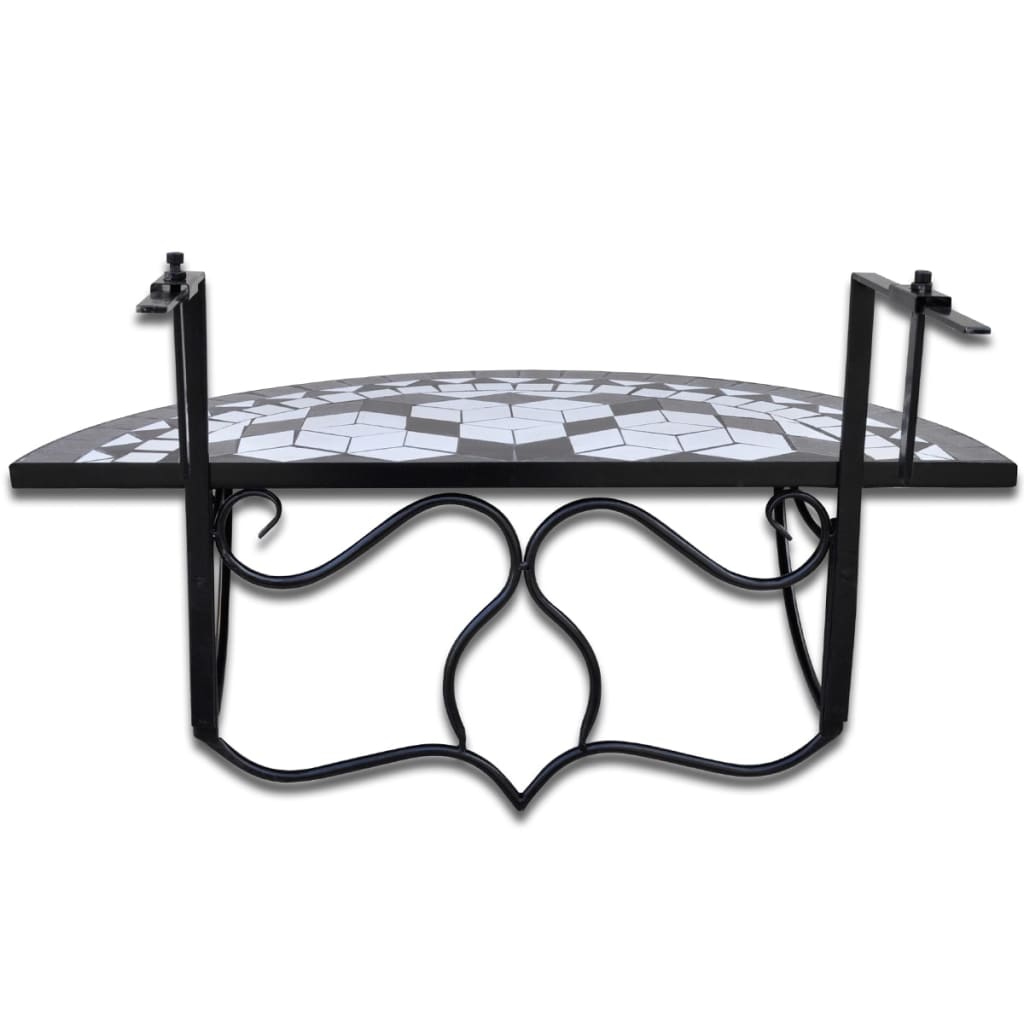 Balcony Hanging Table Mosaic Black and White
