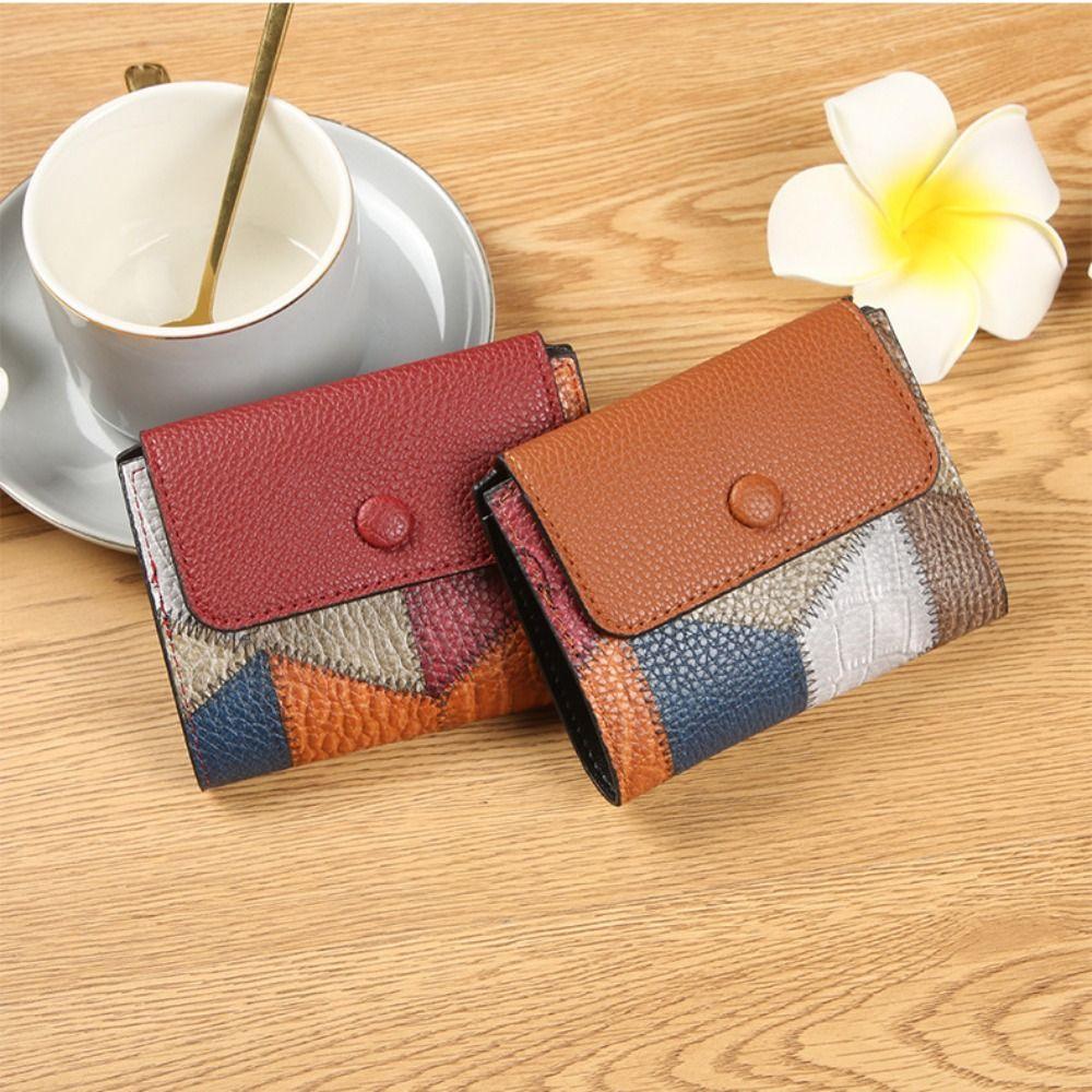 New PU Leather Short Wallet Small Zipper Card Holder Money Bag Women