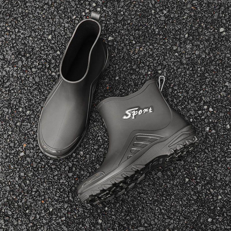 New rain shoes men's fashion non-slip mid-tube rain boots new takeaway rider waterproof outdoor construction site water shoes