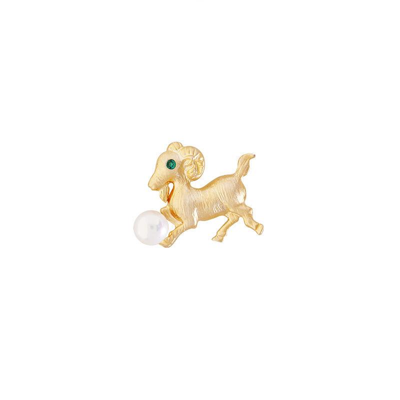 Cute Matte Gold Zodiac Brooch Vintage Animal Brooch Clothing Brooch Rabbit Dog Ma Long Pig