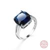 New Fashion Blue Square Cut Four Claws Rings for Women Inlaid Zircon Crystal Stone Wedding Female Best Gift Rings