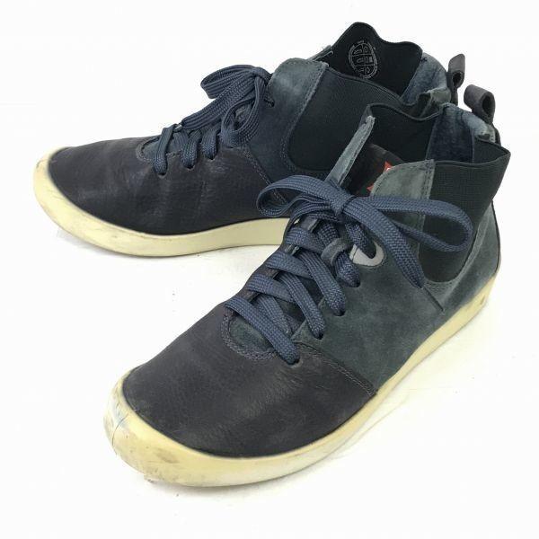 

CAMPER Leather Side Gore & Lace Up Short Boots 40 24.5-25 Navy