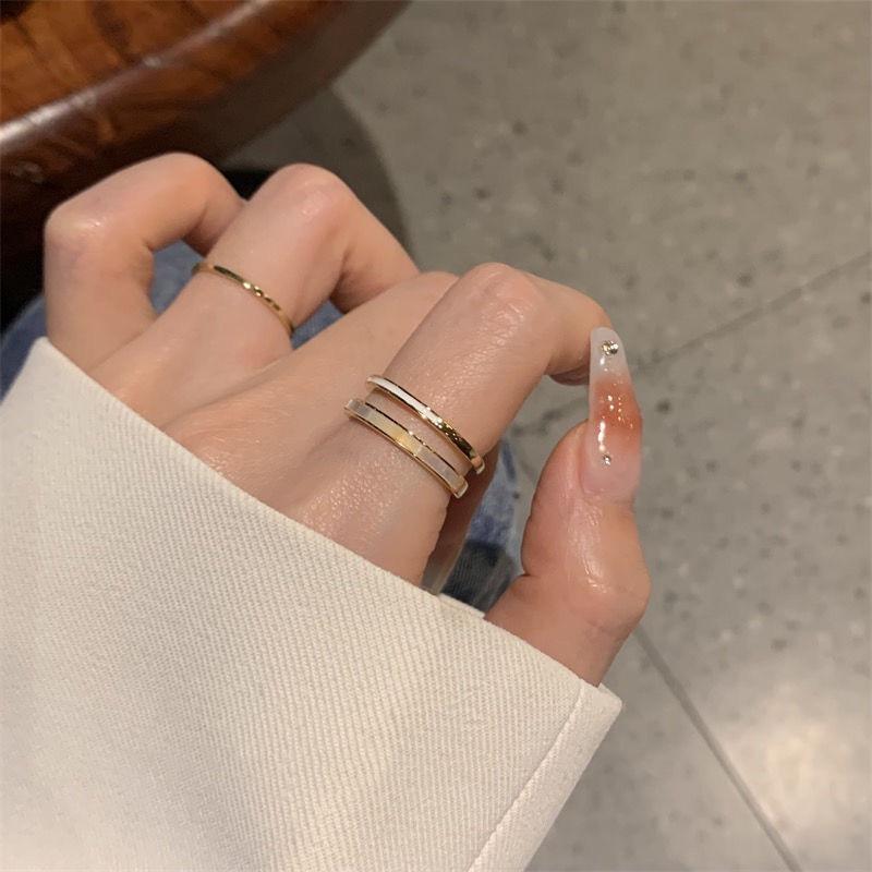 Elegant Double-Layer Drip Glaze Ring: Trendy Open Band for Women