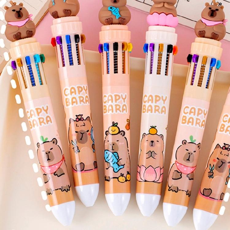 Cartoon Multicolor Pen for Color Coding Writing Drawing Journaling 10 Color-in-1 Writing Pen Multicolored Ballpoint Pen