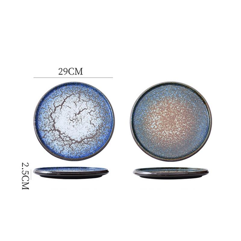 European Style Starry Sky Crackle Ceramic Dinner Plate Pizza Pasta Steak Plate 12 Inch Large Capacity Cutlery Kitchen Utensils