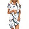 Women's V-neck Vintage Floral Print Pullover Casual Button Dress