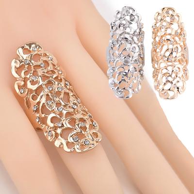 1PC Silber Frauen Hochzeit Licht Großer Ring Hohl Schmuck Punk Gold Geschenk