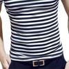 Men T-shirt Contrast Color O Neck Short Sleeve Stripe Print Formal Summer Base Top Male Clothes