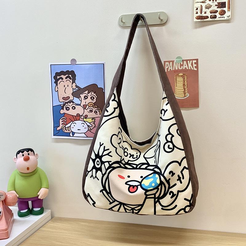 European & American Style Canvas Crossbody Tote: Large Capacity, Literary, for College Students & Commuting