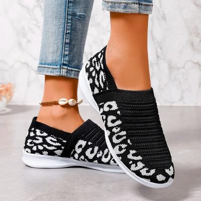 Women's Leopard Tennis Sneakers 2024 Spring Autumn New Mesh Breathable Sport Shoes Ladies Walking Running Flats Zapatos De Mujer