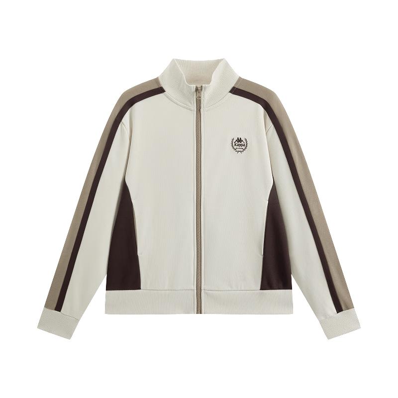 Kappa Women's Retro Color-block Stand-Collar Knit Baseball Jacket