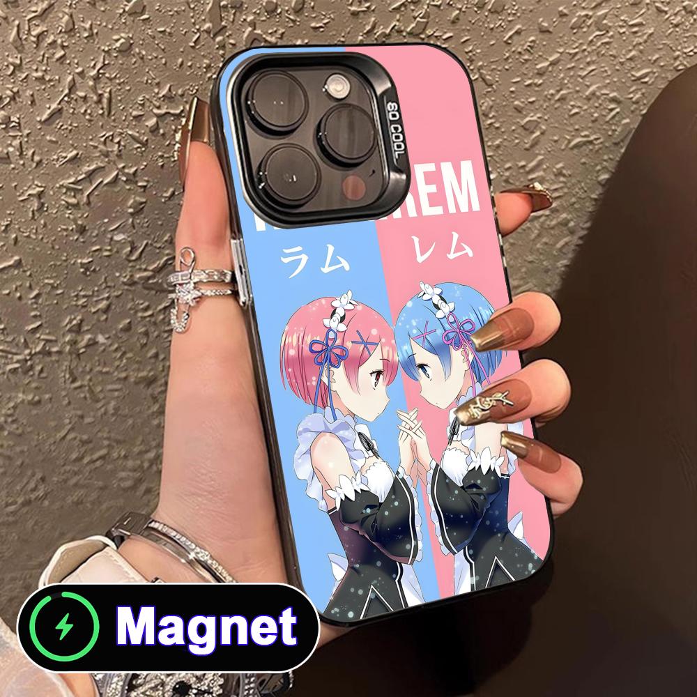 ReZero Rem Ram Translucent MagSafe Mobile Phone Case for iPhone 17 16 15 14 13 12 11 Air Pro Max Plus Colorful Cover