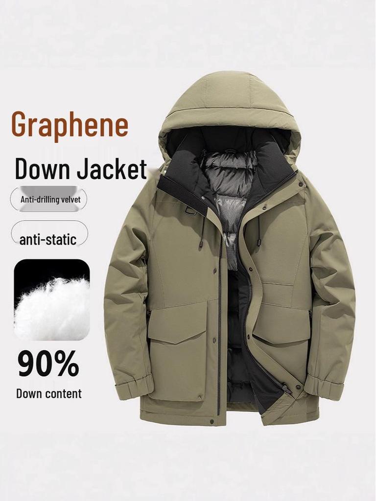 Men's Graphene Thickened Hooded Down Ski Jacket for Autumn & Winter - Warm, Casual & Outdoor Wear