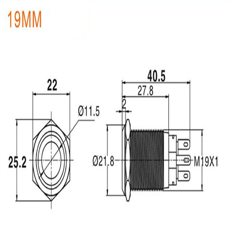 Waterproof 19mm 12v Car Dash Metal Momentary Engine Push Button Led