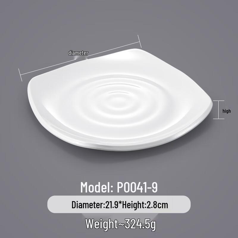 Square White Melamine Dinner Plate