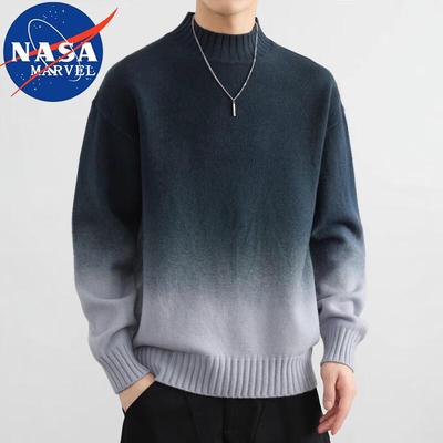 NASA MARVEL Men's Gradient Round Neck Pullover Sweater