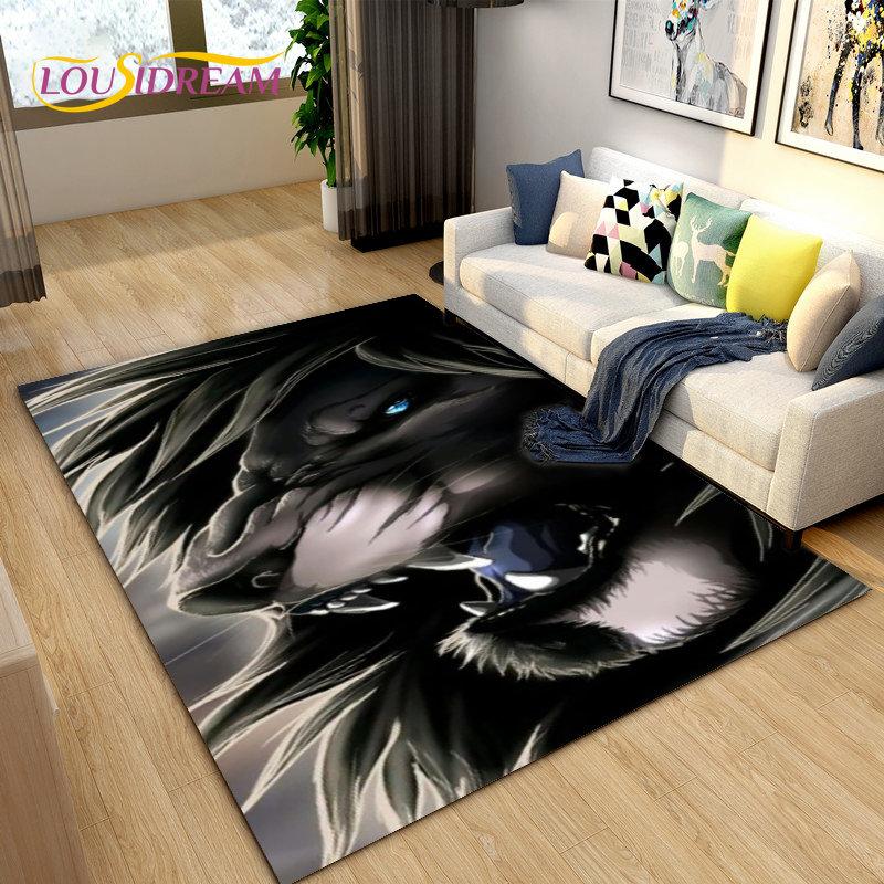 3D Beast Lion Cartoon Animal Area Rug Carpet for Living Room Bedroom Playroom Sofa decor home Non-slip rug Floor Mat Soft
