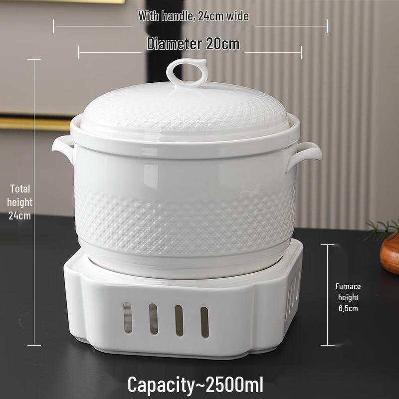Ceramic Candle-Heated Soup Pot with Base