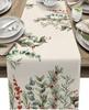 Christmas Berry Eucalyptus Leaves Linen Table Runners Dresser Scarves Winter Plant Kitchen Table Runner Navidad Decorations 2025