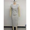 Women's Dating Commuter Casual Simple Split Kink Striped Hip Wrap Dress