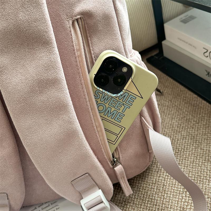 Große Kapazität Schultasche Damen Unifarbener Rucksack Reise Leichter Rucksack