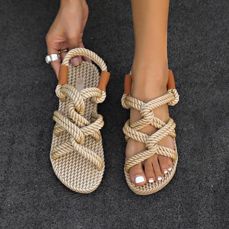 Fashion 2025 Ladies Shoes Open Toe Women's Sandals Fashion Slip-on Casual Summer New Plus Size Light Comfortable Concise Flat Sandals