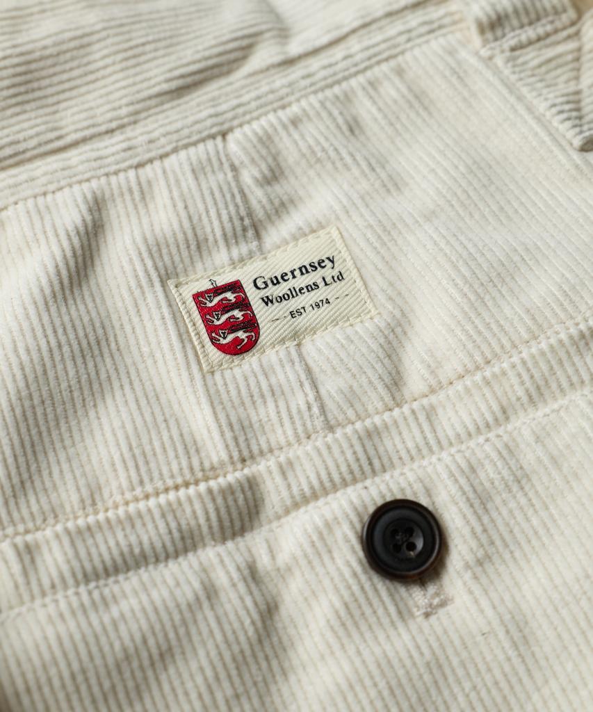Guernsey Woollens Corduroy Single-Pleat Wide Pants - Ecru